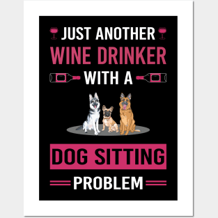 Wine Drinker Dog Sitting Posters and Art